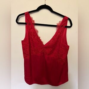 Satin Red Lace Camisole (Size:M)